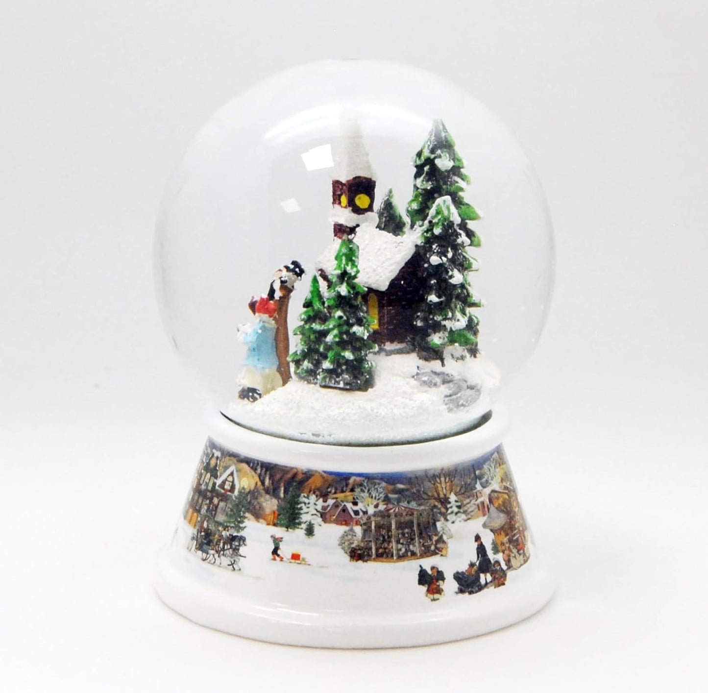 Nostalgie-Schneekugel, Winterlandschaft Ocker Rand