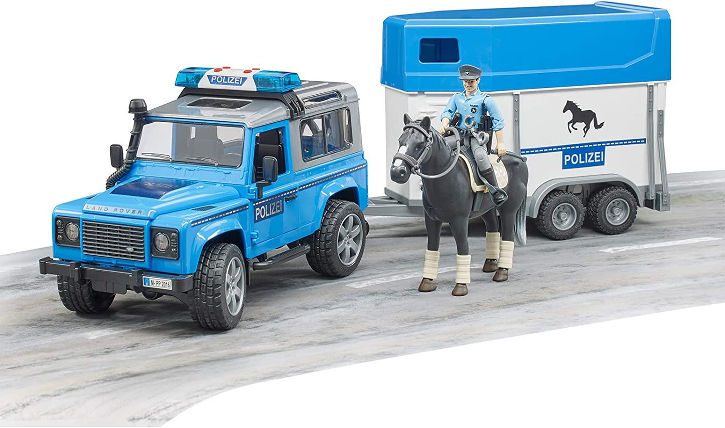 Land Rover Defender Polizeifahrzeug und Pferdeanhänger, Modellfahrzeug