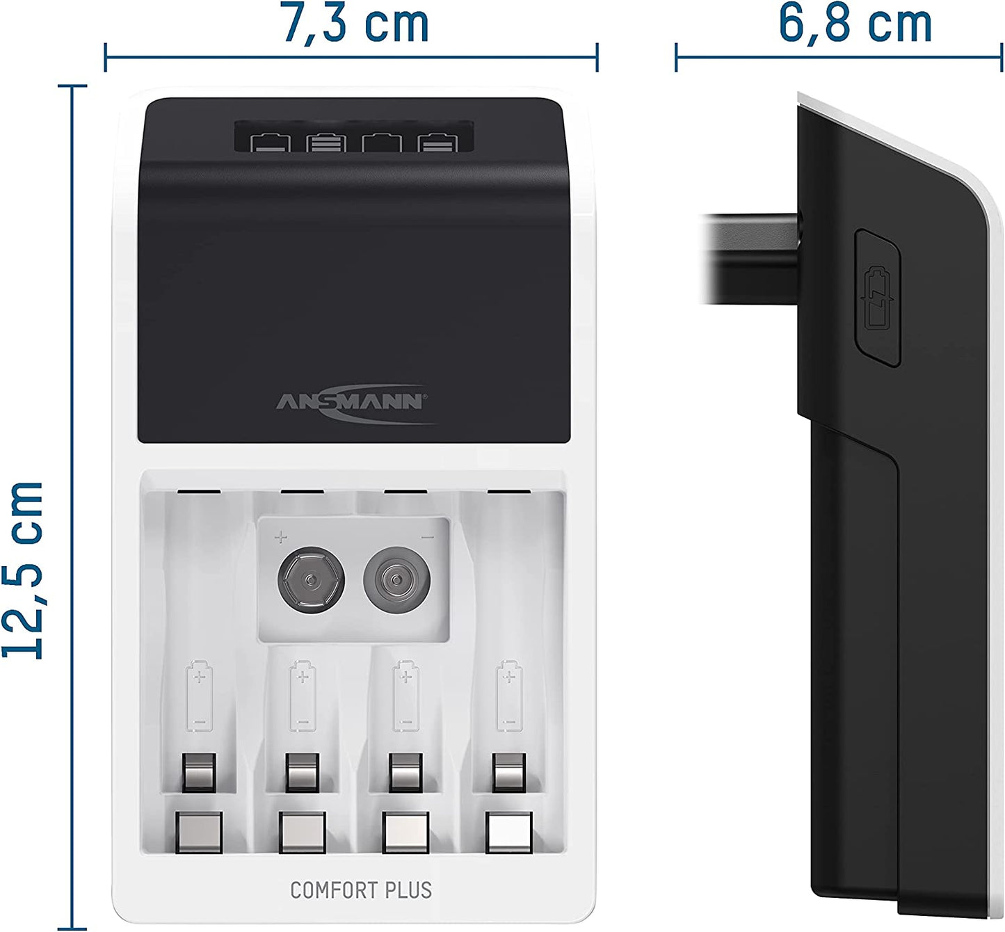 Comfort Plus + 4x AA 2100mAh, Ladegerät, Comfort Plus Ladegerät + 4x AA Akkus