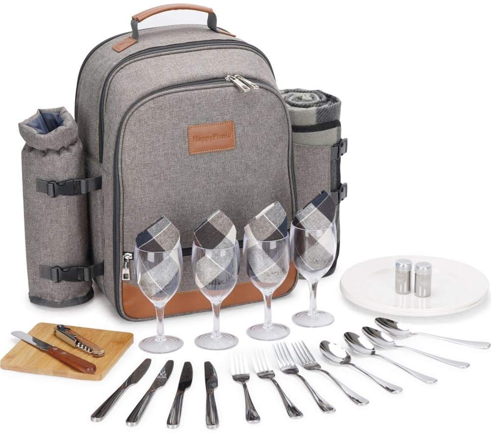 Picknickrucksack mit Zubehör, grau