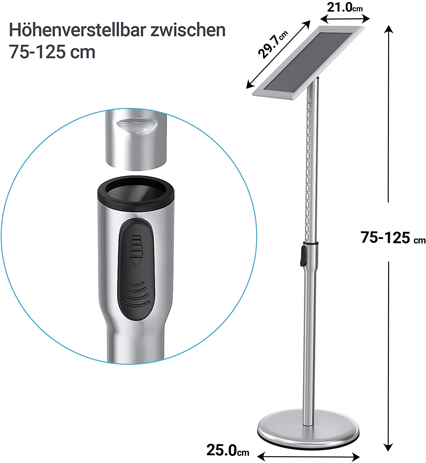 Infoständer DIN A4, Silber, Silber-A4