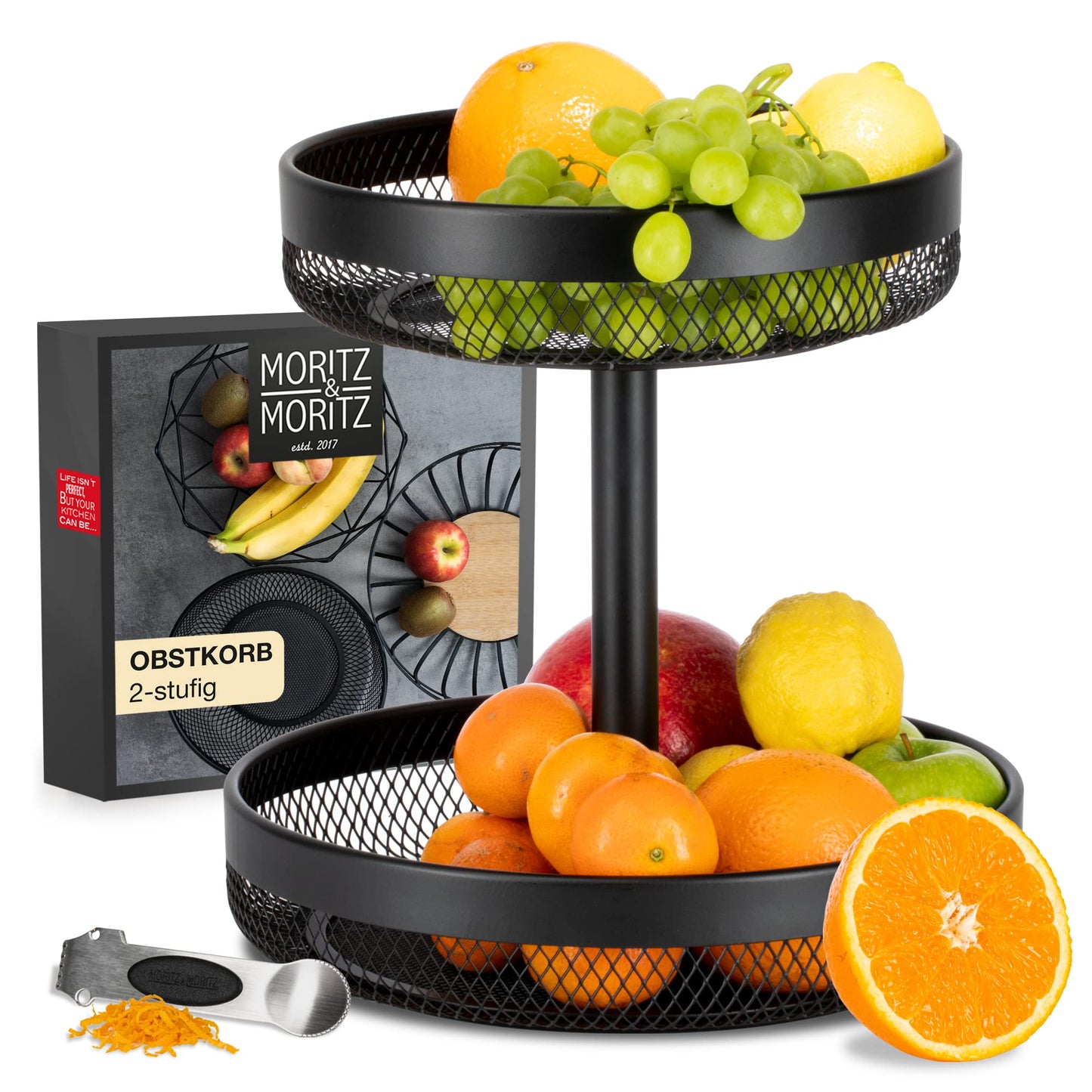 Obst Etagere, Farbe: Schwarz