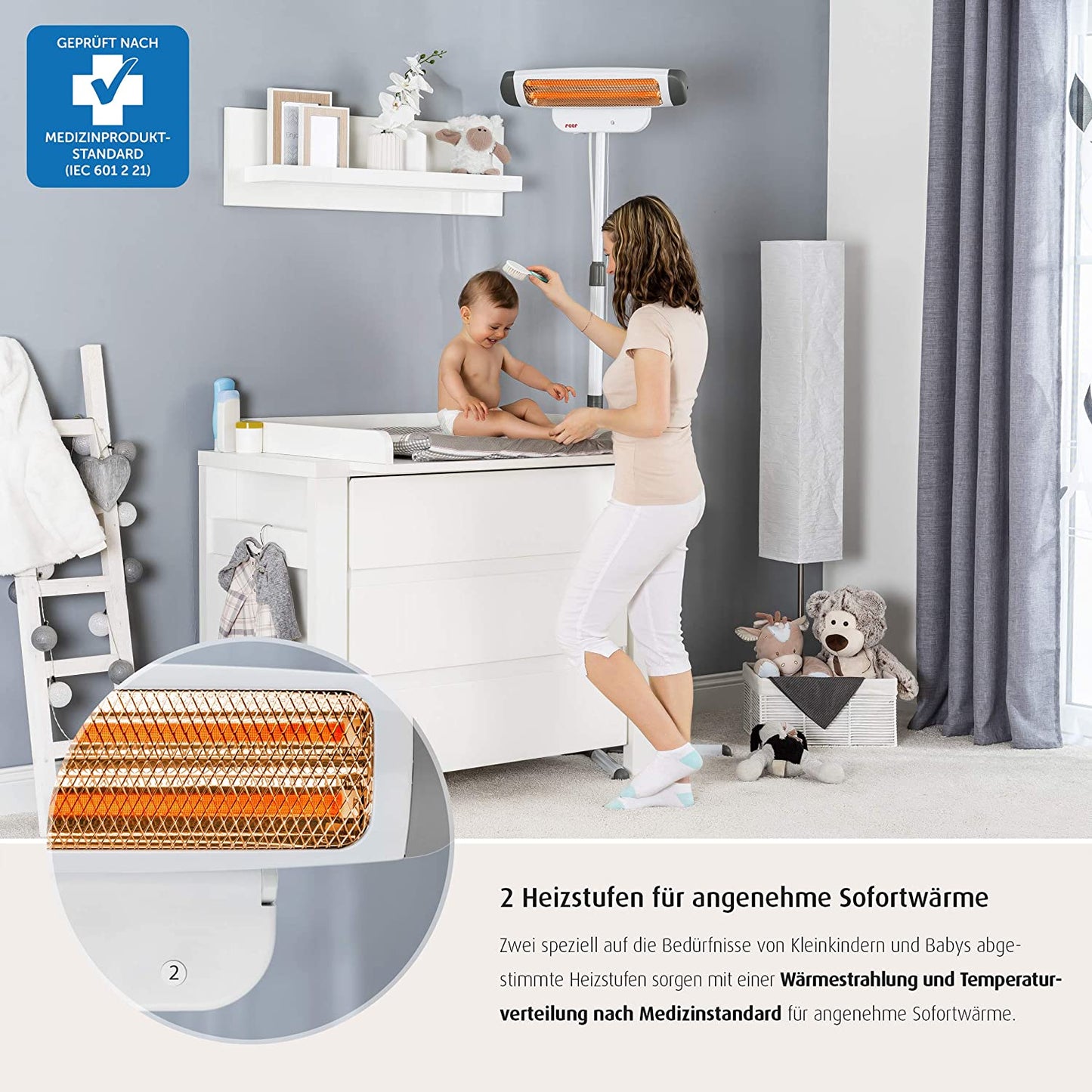 FeelWell 2in1 Wickeltisch-Wärmestrahler, Heizstrahler