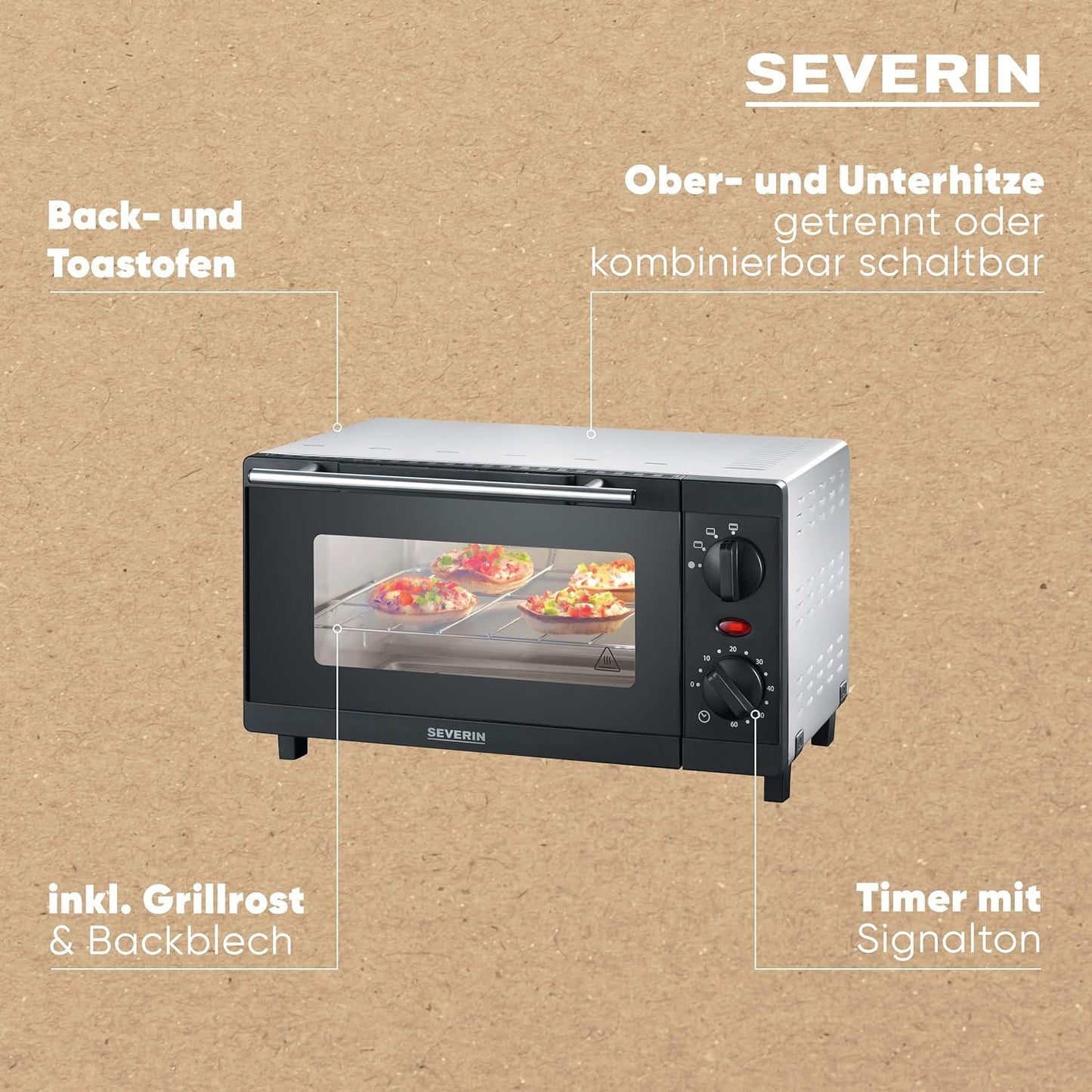 Mini Back- und Toastofen TO 2052, Single
