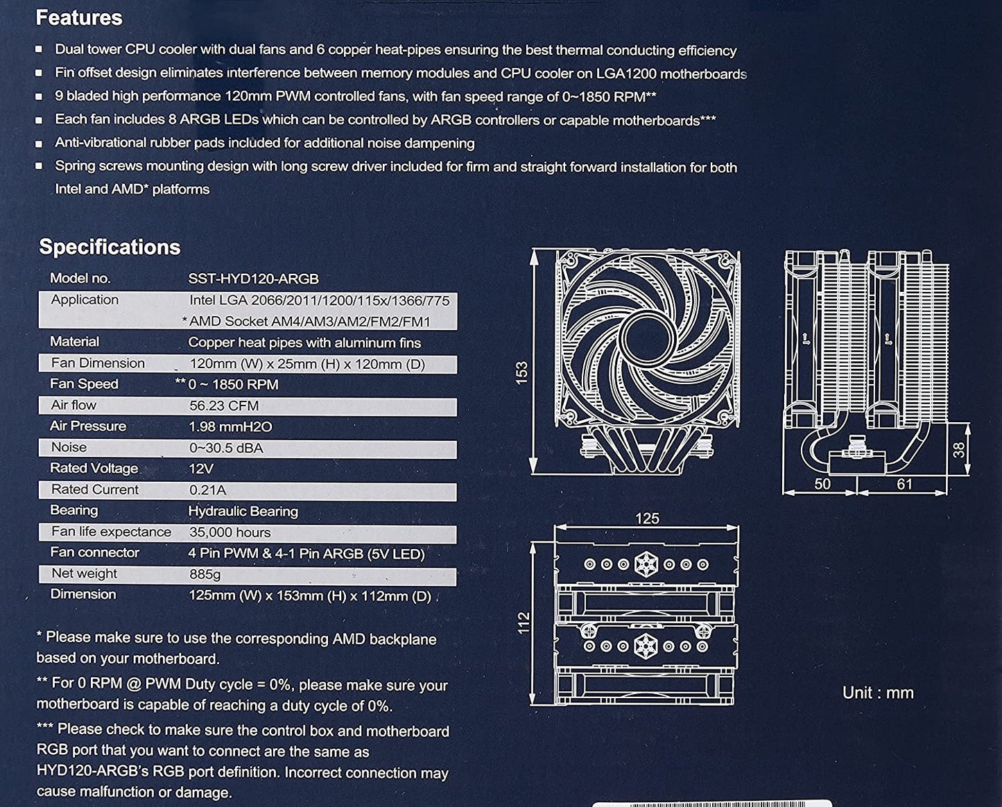 SST-HYD120-ARGB-V2, CPU-Kühler