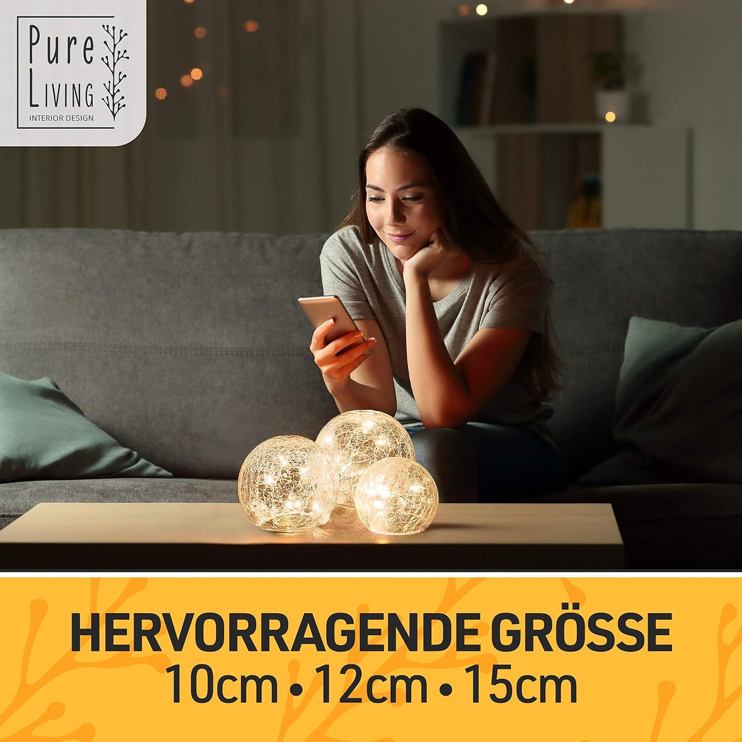 LED Glaskugeln 3er Set