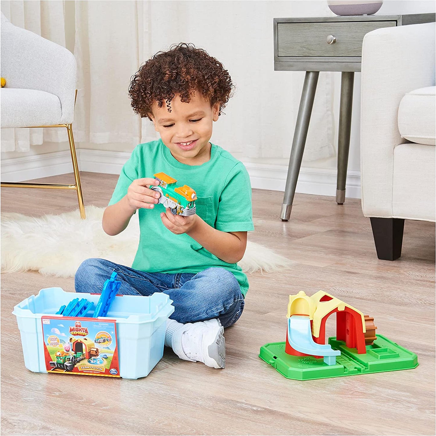 Mighty Express Farmbahnhof Spielset mit Farm-Frieda, Spielfahrzeug