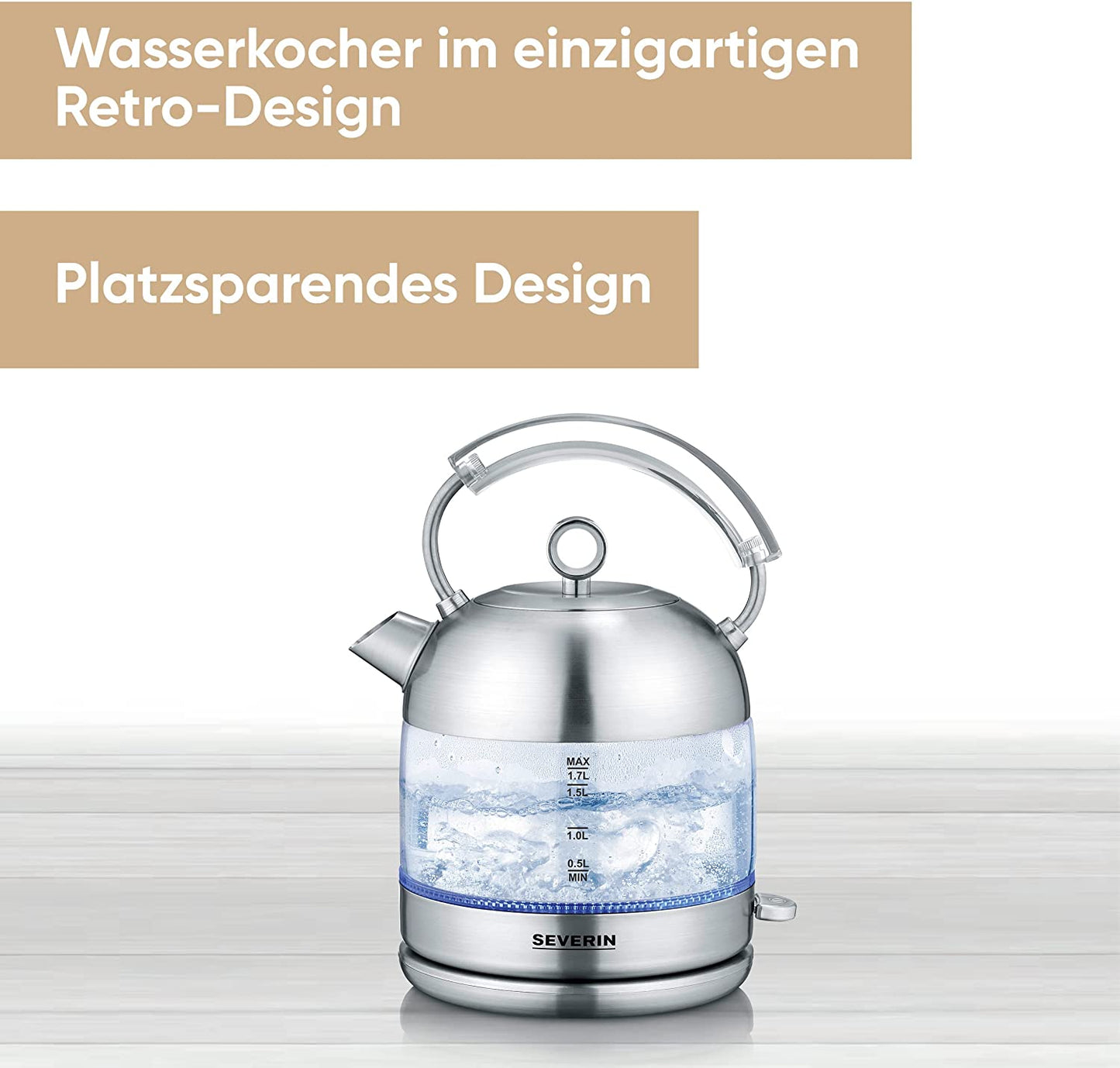 Glas-Wasserkocher Retro WK 3459, 1,7L, Retro-Look