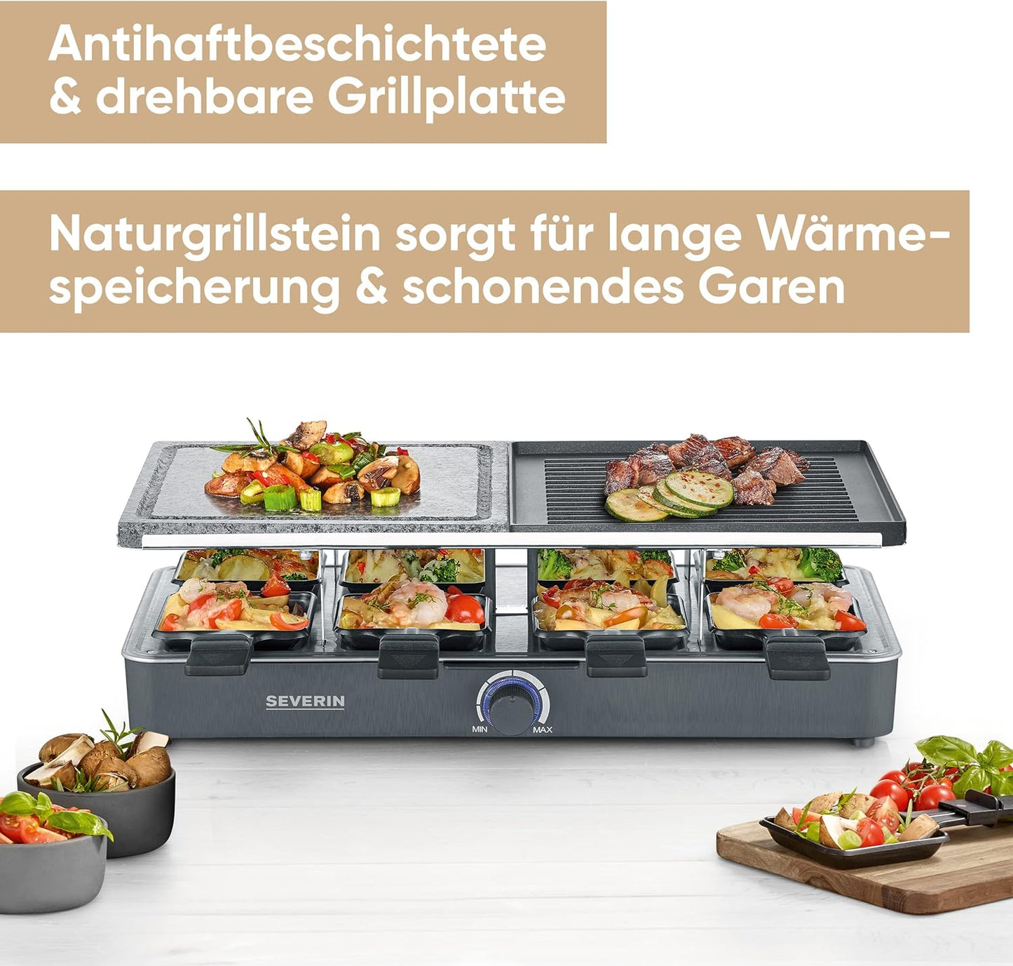 Raclette-Grill RG 2371, Drehregler mit Kontrollbeleuchtung