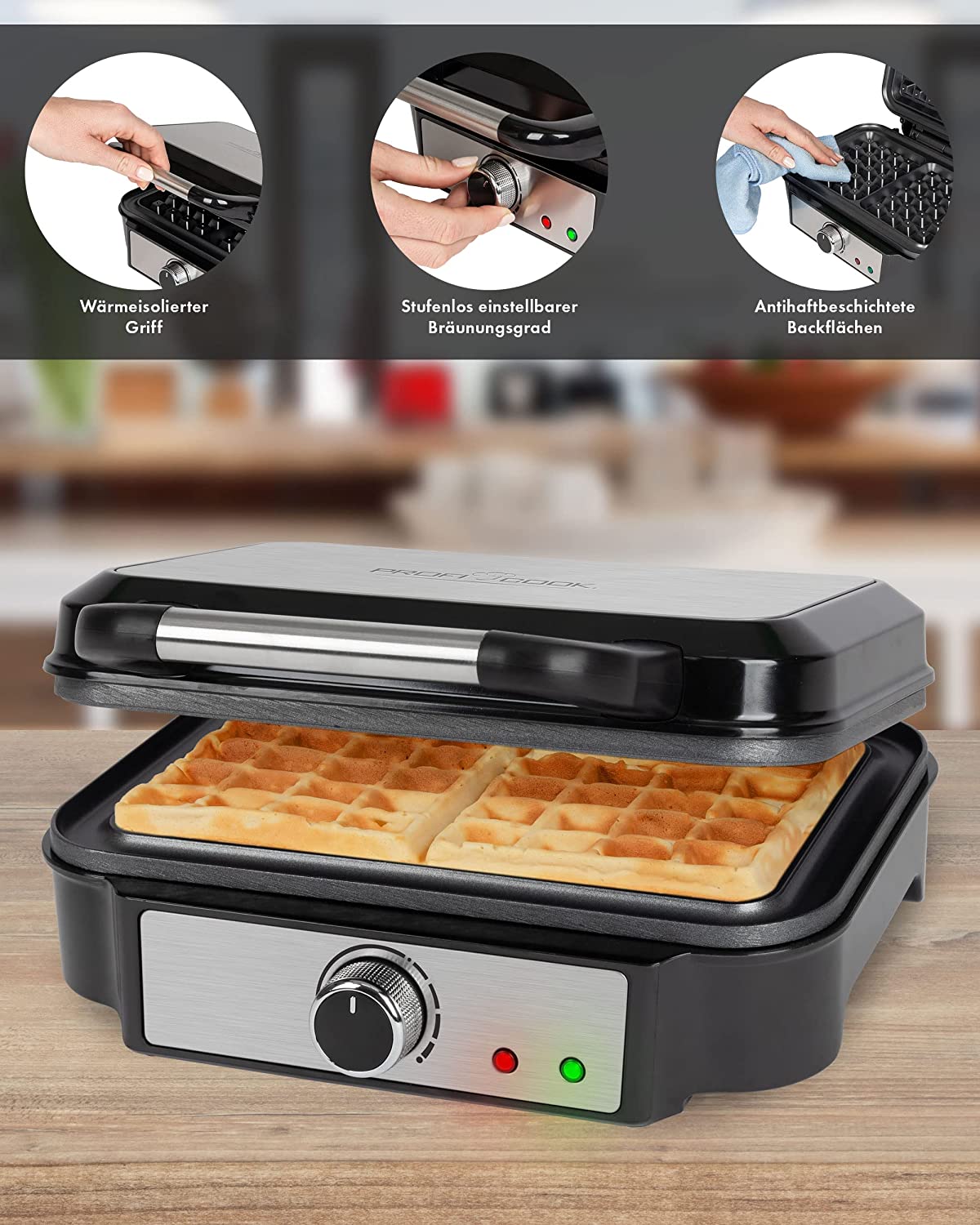 Waffelautomat PC-WA 1240, Waffeleisen, 2 Backflächen