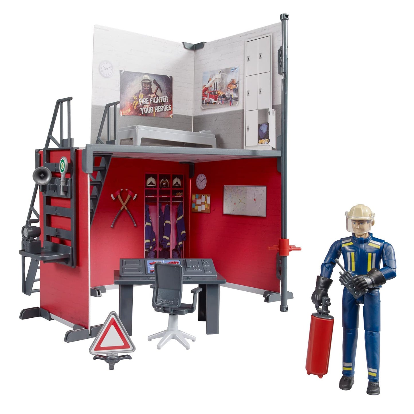 bworld Feuerwehrstation mit Feuerwehrmann, Kulisse