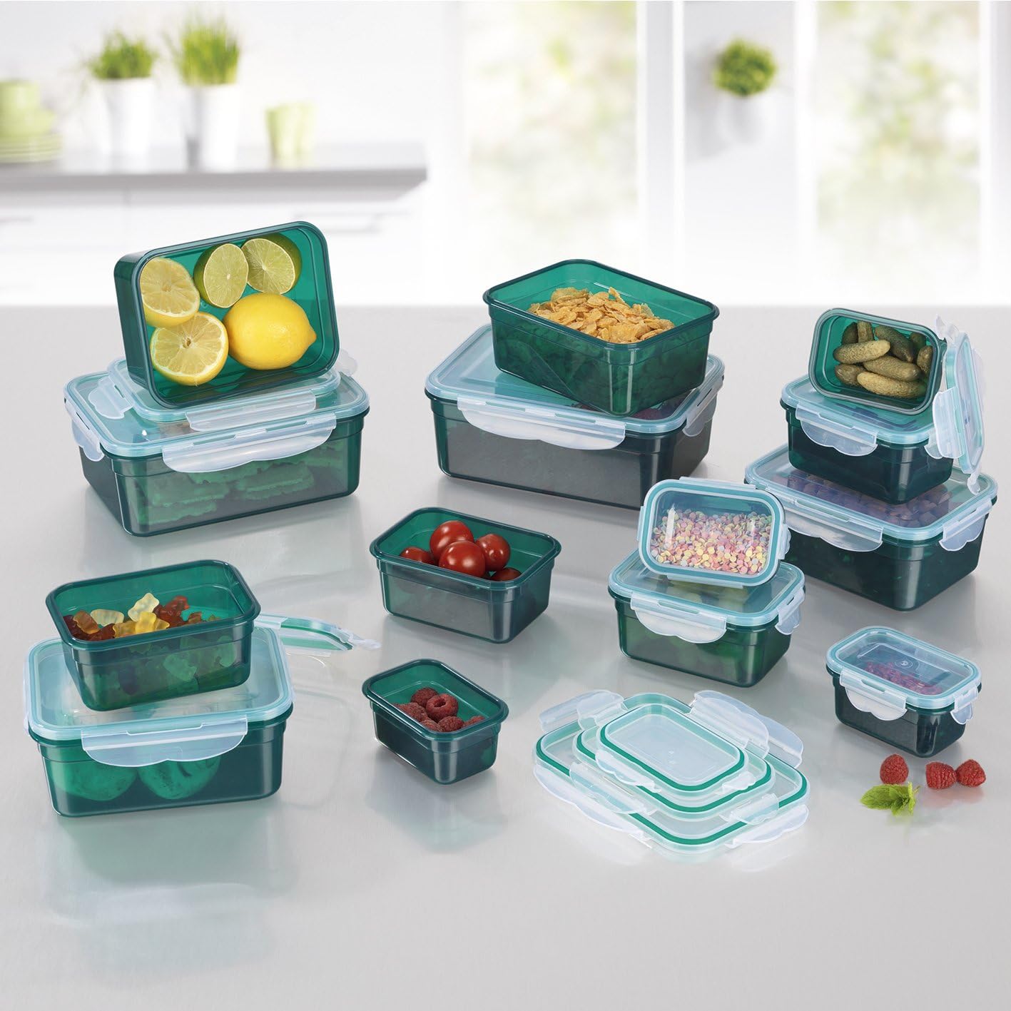 Frischhaltedosen Set, 14er Set, Smaragdgrün