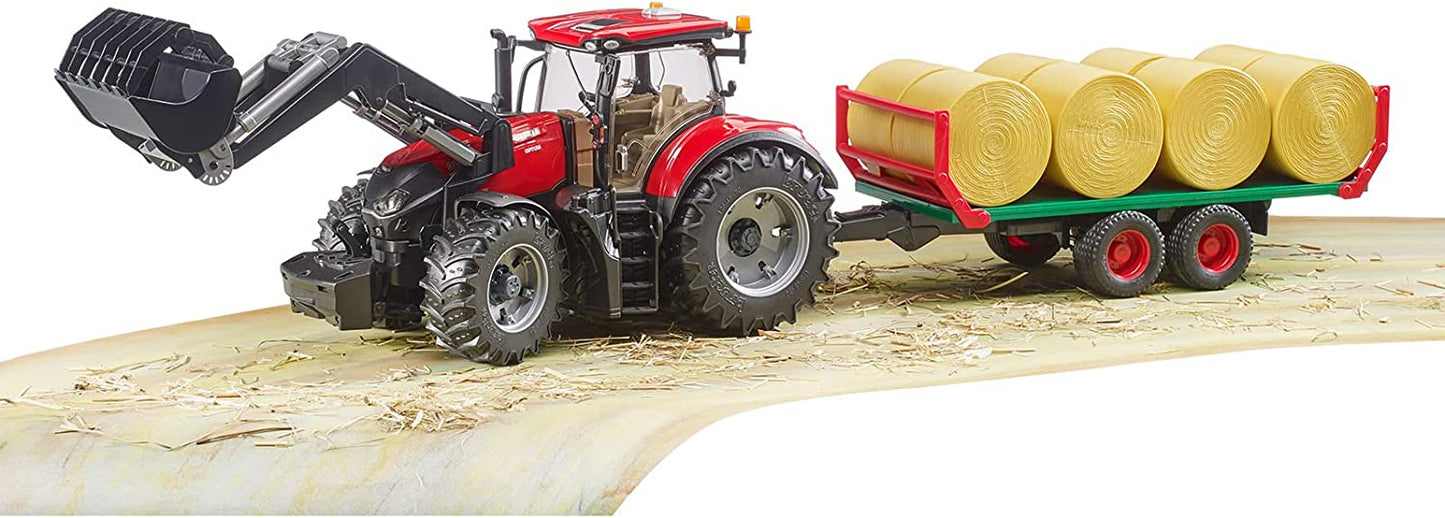 Case IH Optum 300CVX mit Frontlader und Ballentransportanhänger, Modellfahrzeug