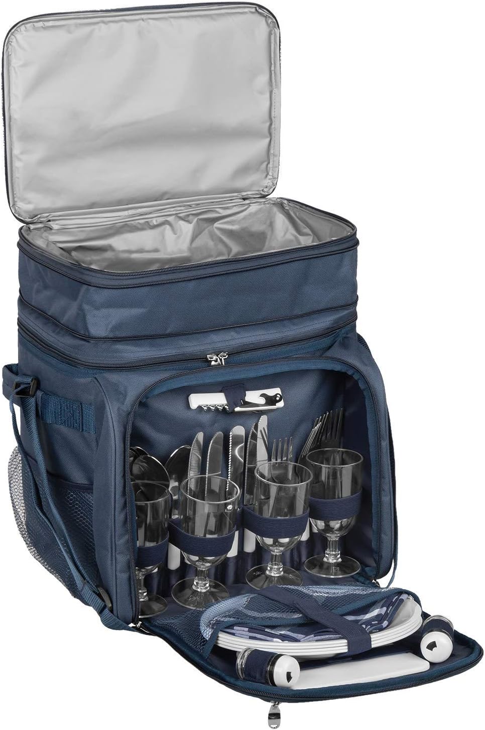 Picknicktasche, Navy Blau Weiss