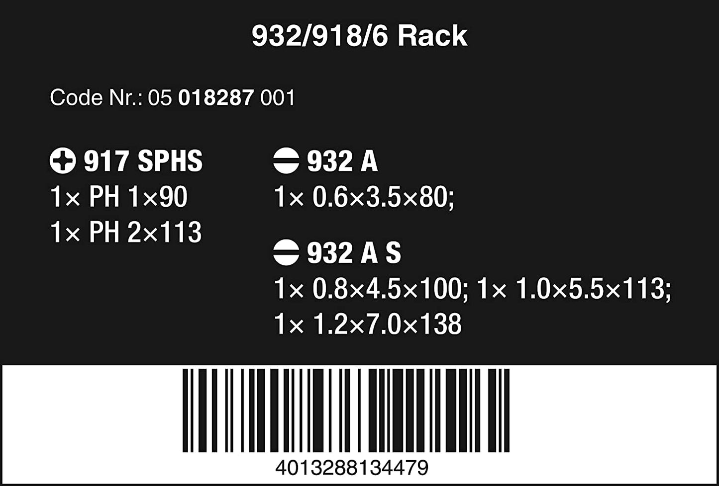 932 S/6 Schraubendrehersatz Kraftform + Rack, 6-teilig