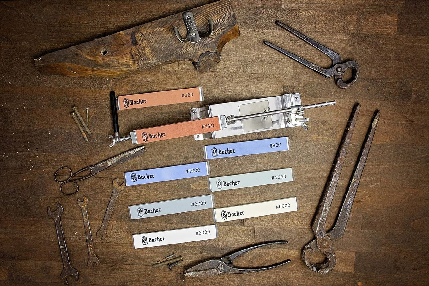Schleifstein Set, Set 8 Wetzstein + Strop