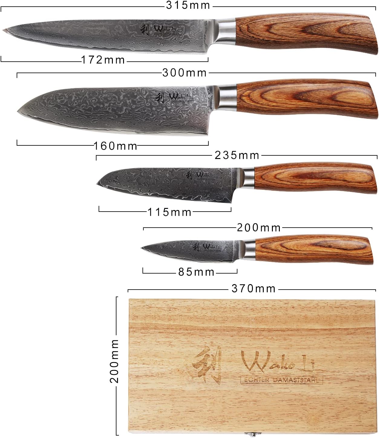 Damastmesser Set