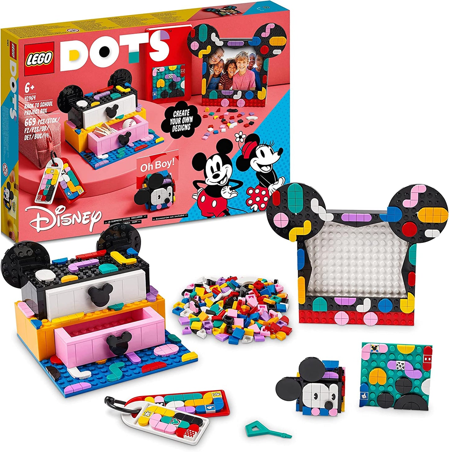 41964 DOTS Disney Micky & Minnie Kreativbox zum Schulanfang, Konstruktionsspielzeug