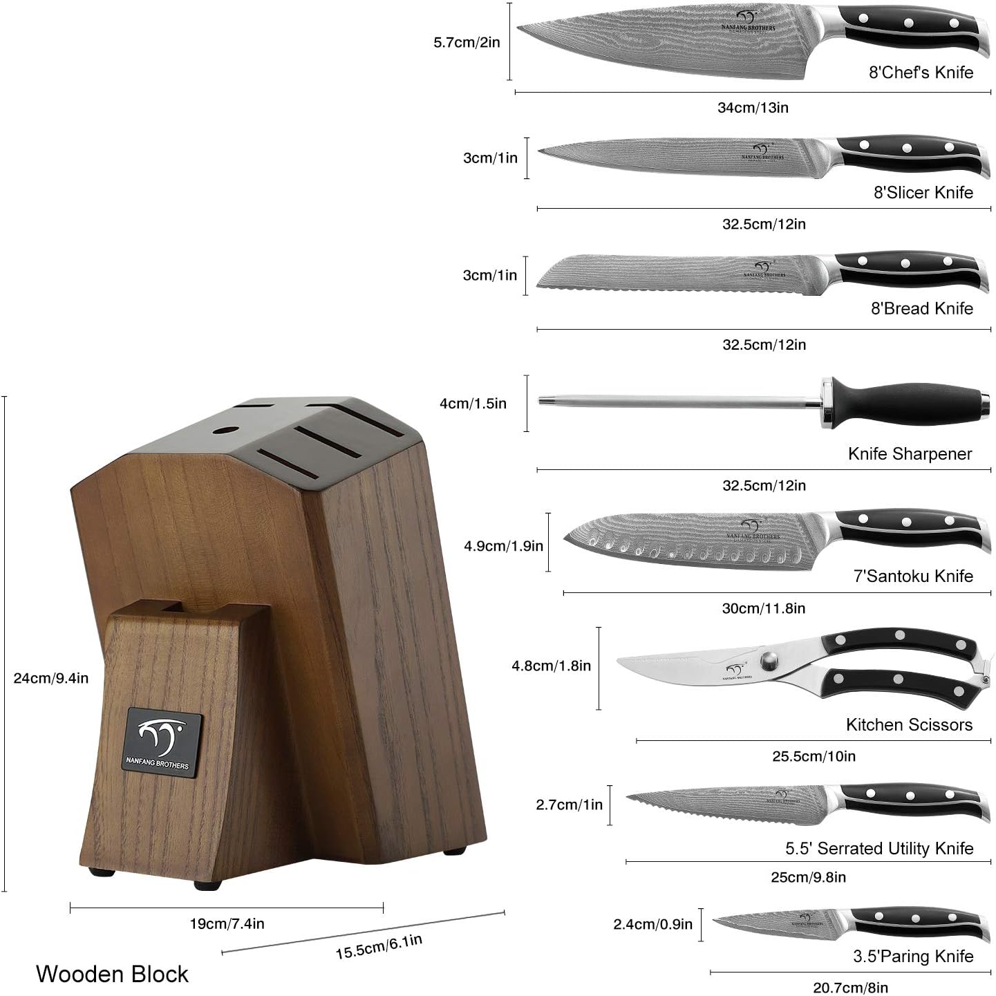 Messerblock Set, Brown