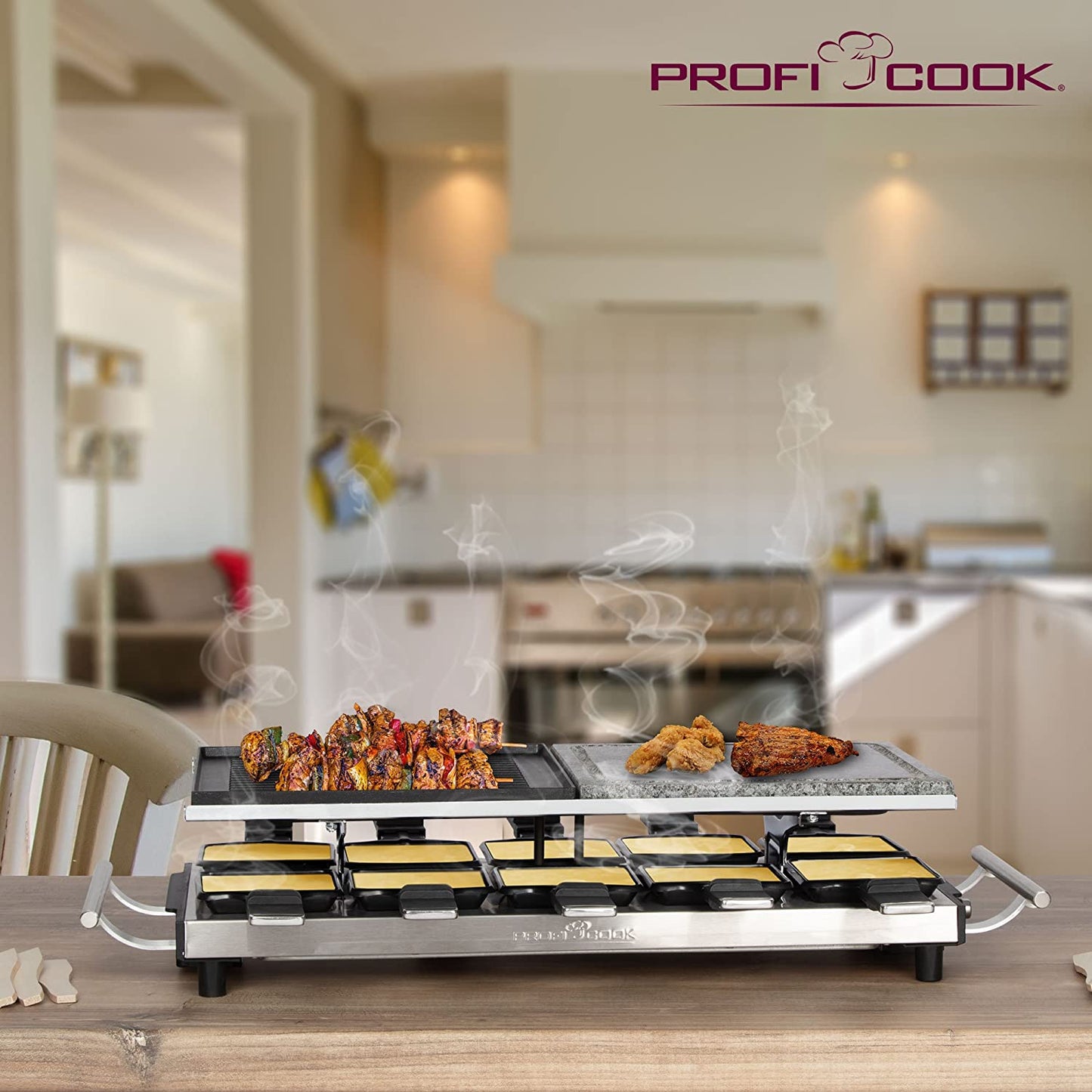 Raclette-Grill PC-RG 1144, Schwarz-edelstahl