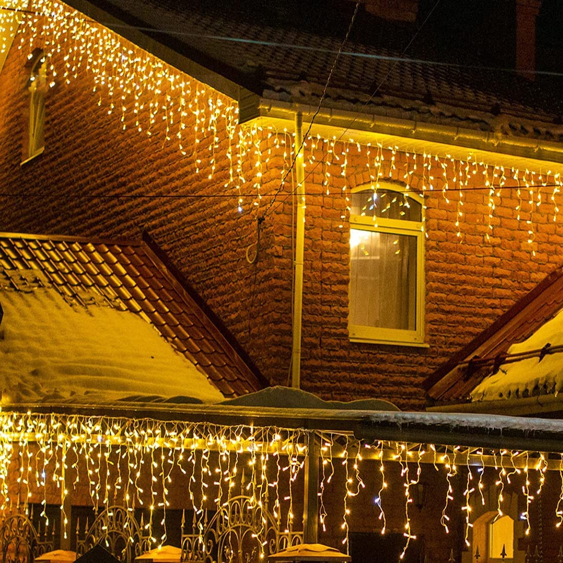 Eisregen Lichterkette, Warmweiss  18M 500 LEDs mit Timer