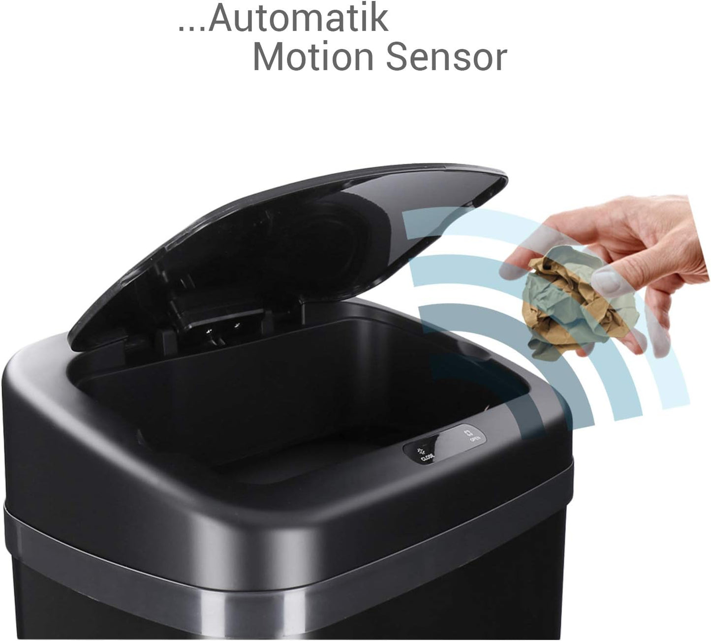 Sensor Müll-Eimer, 40 Liter, Schwarz - Rechteckig