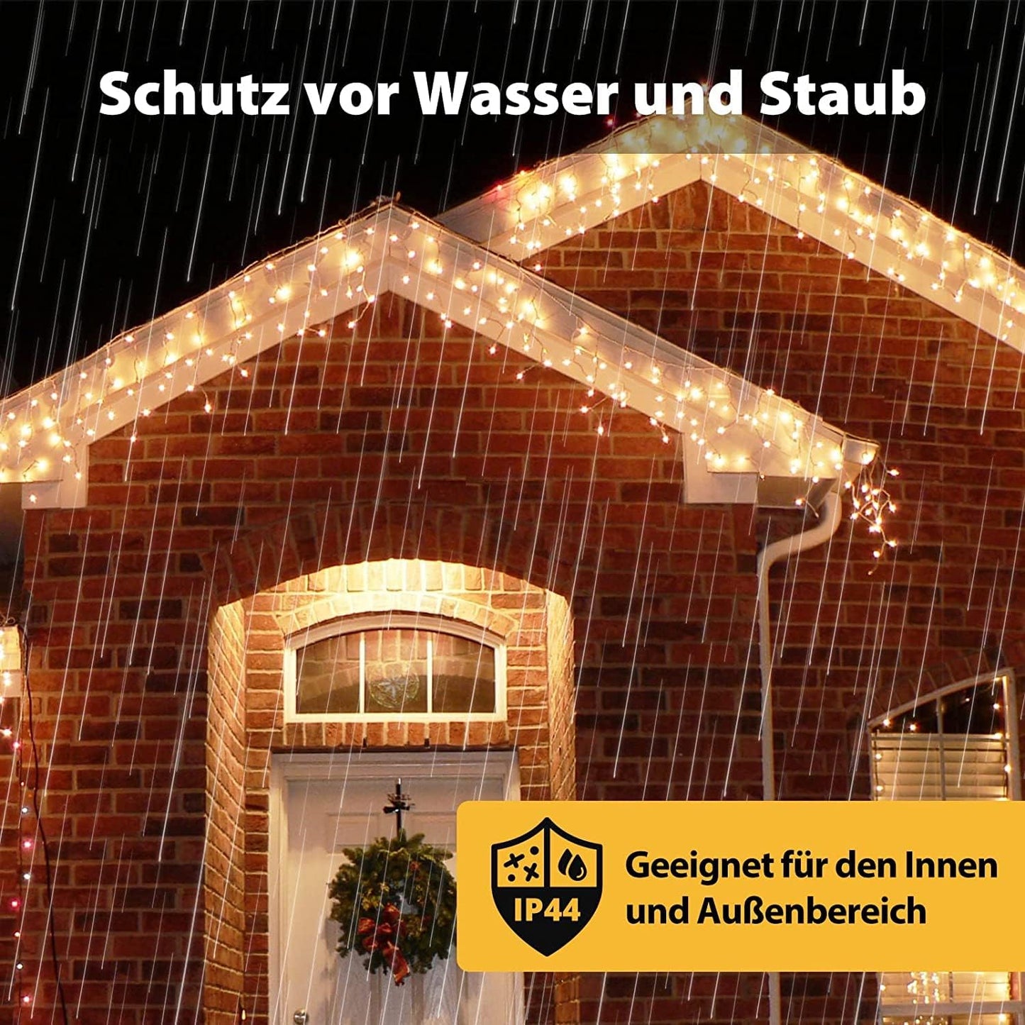 Eisregen Lichterkette, 10m; Warmweiss
