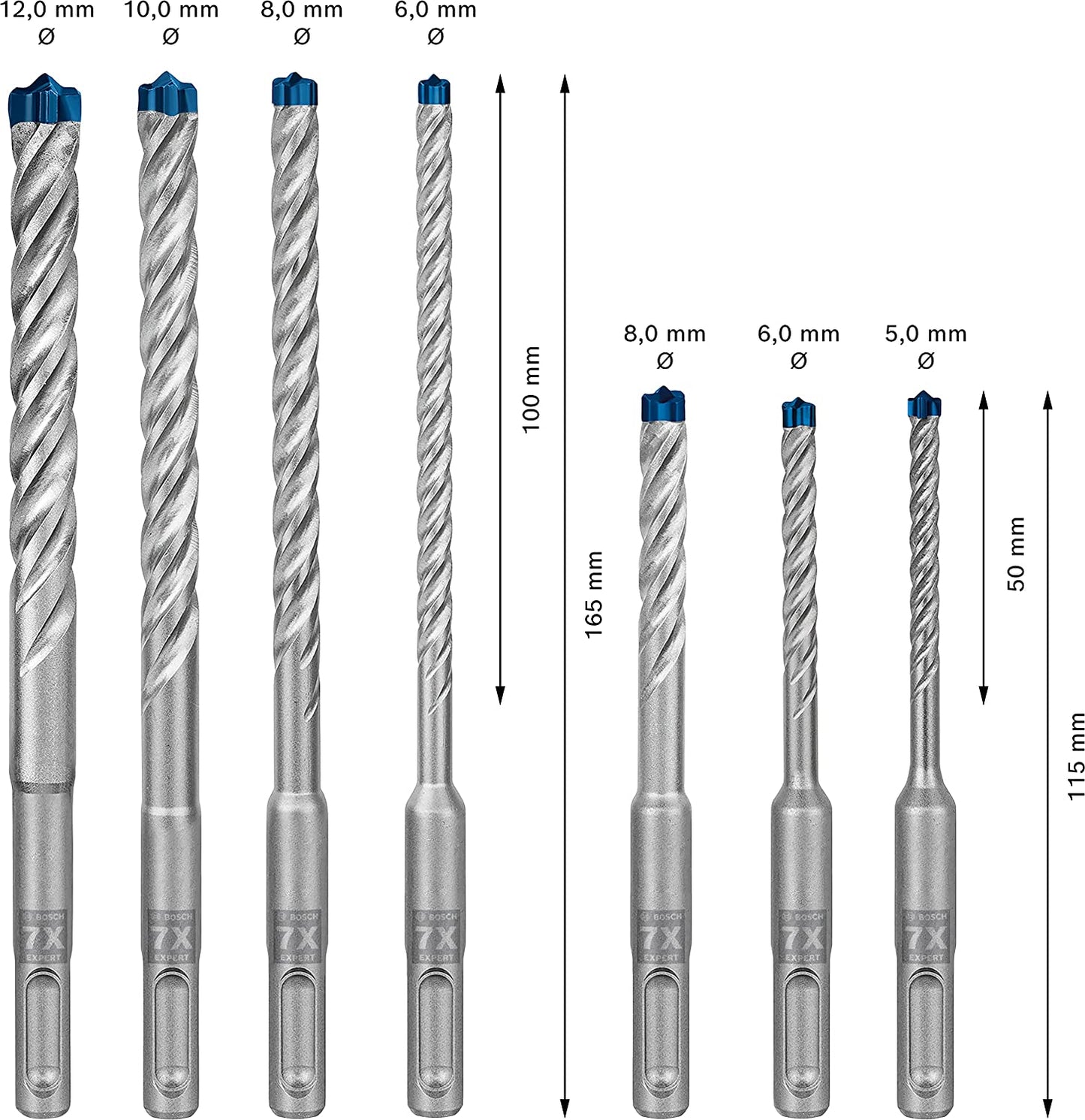 Expert Hammerbohrer-Satz SDS-plus-7X, 7-teilig