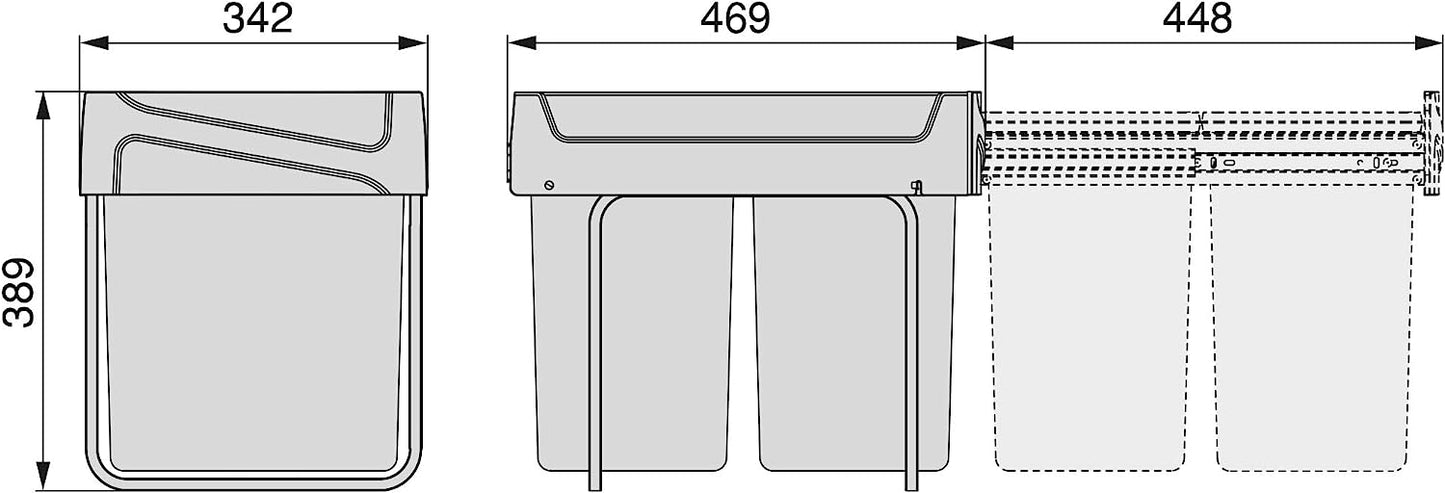 Küchenabfalleimer, Anthrazitgrau, Küchenabfallbeh, 2 x 20 litres