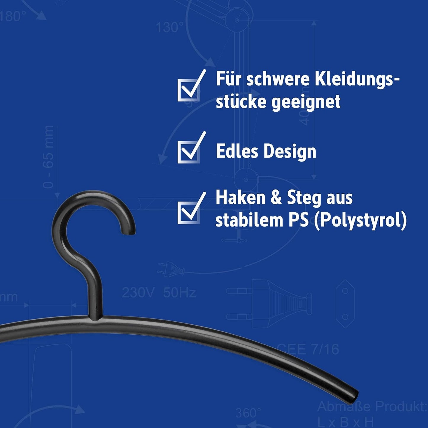 Garderobenbügel, Kunststoff - Schwarz