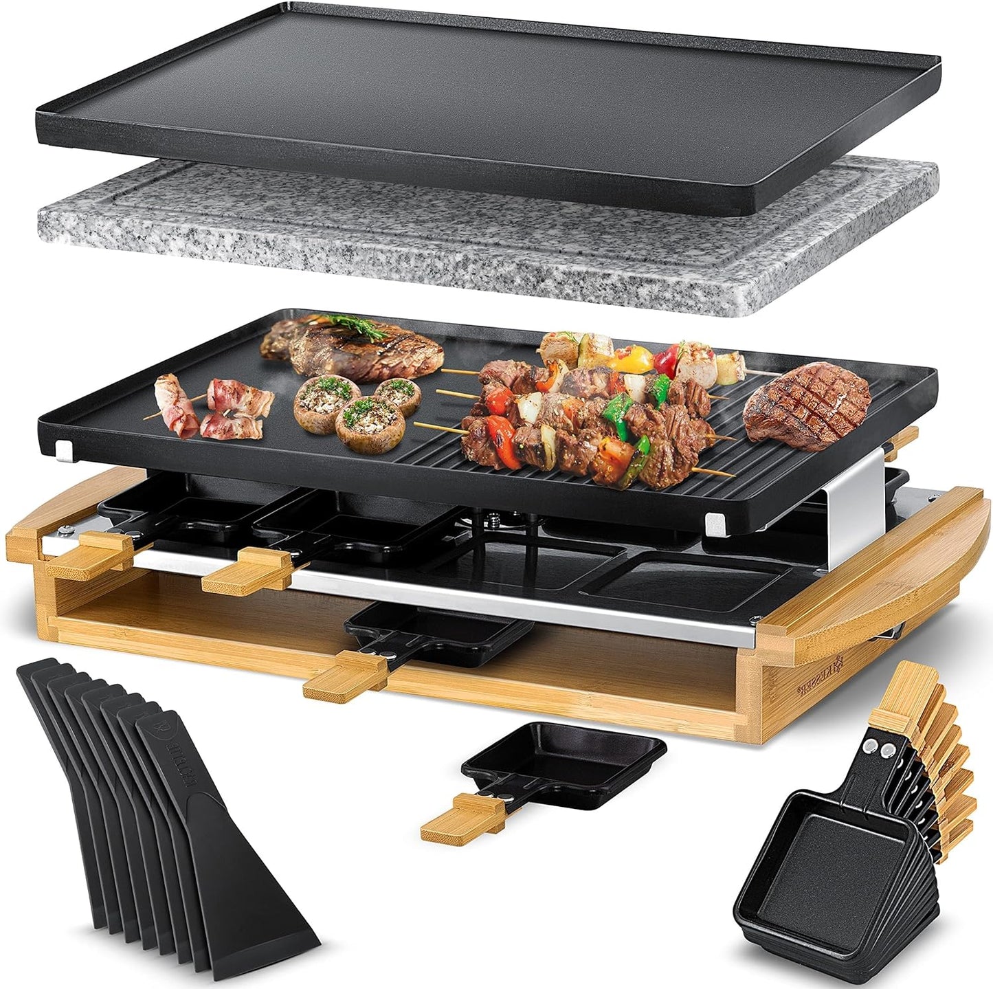 Raclette-Grill mit Naturgrillstein
