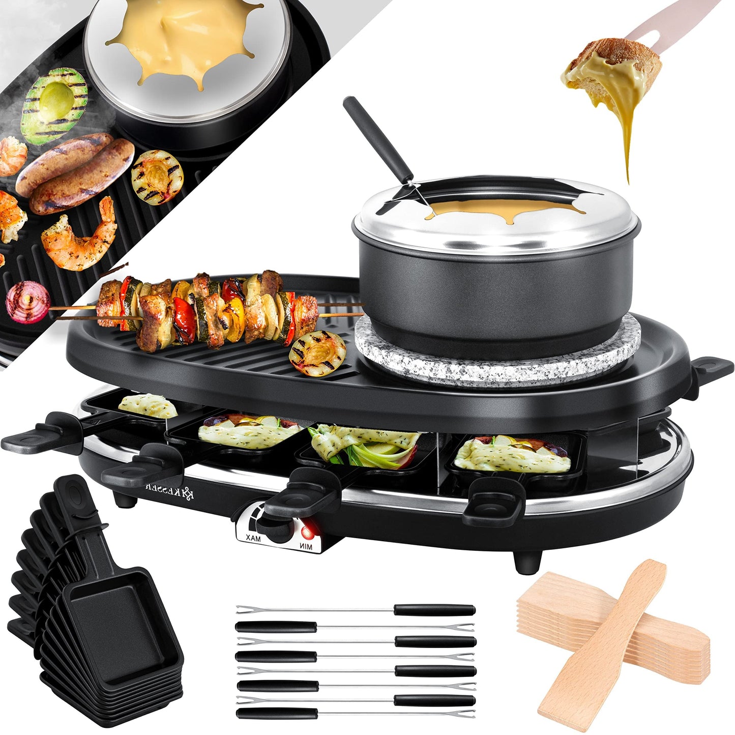 2in1 Raclette-Fondue-Grill-Set