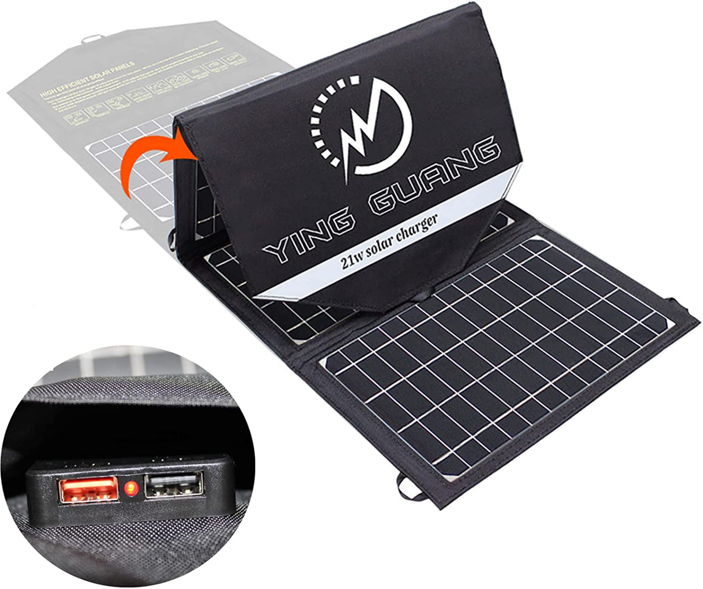 Faltbares Solar Ladegerät, 2 USB Anschlüsse