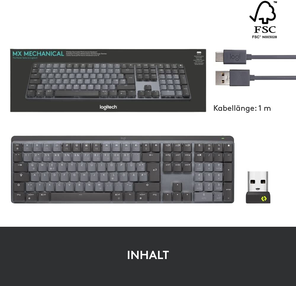 MX Mechanical, Tastatur, Graphit Taktil (leises Tippen) Full Size Tastatur