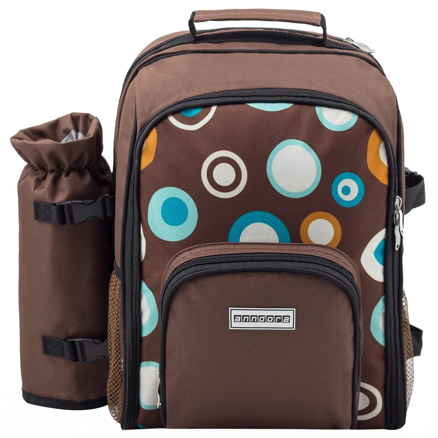 Picknickrucksack, Braun Bunte Kreise