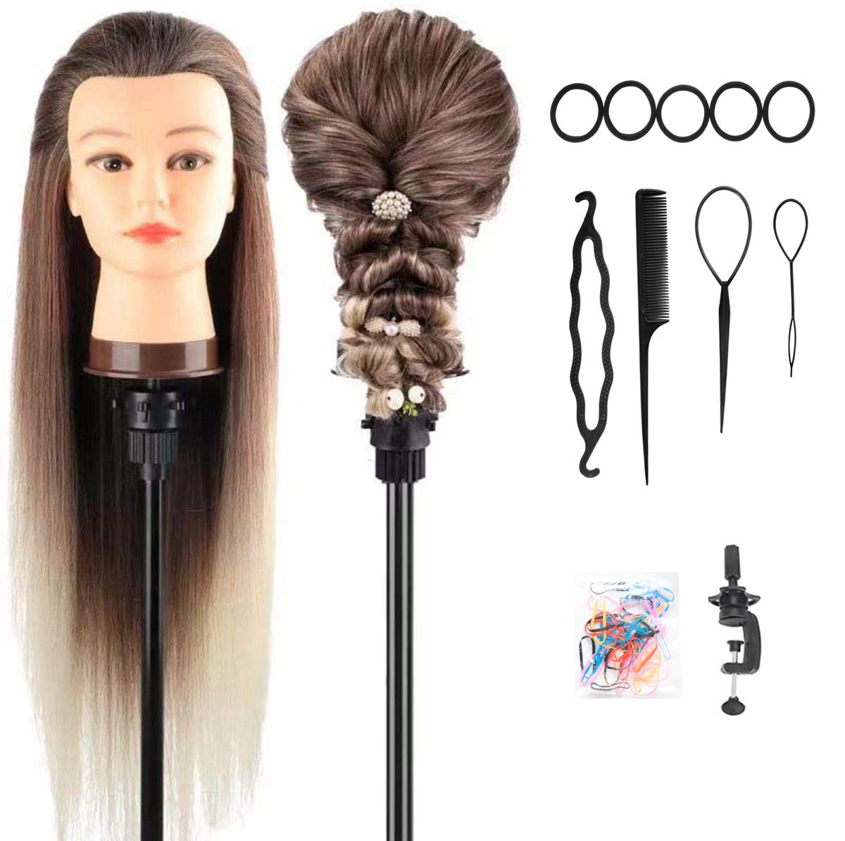 Mannequin Frisierübungskopf, braun im Ombre-Look