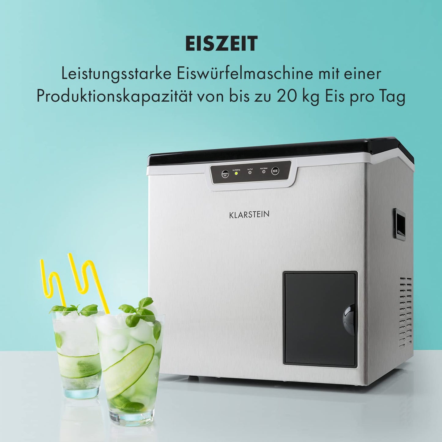 Ice Festival Eiswürfelmaschine, 3 L, Grau / Schwarz
