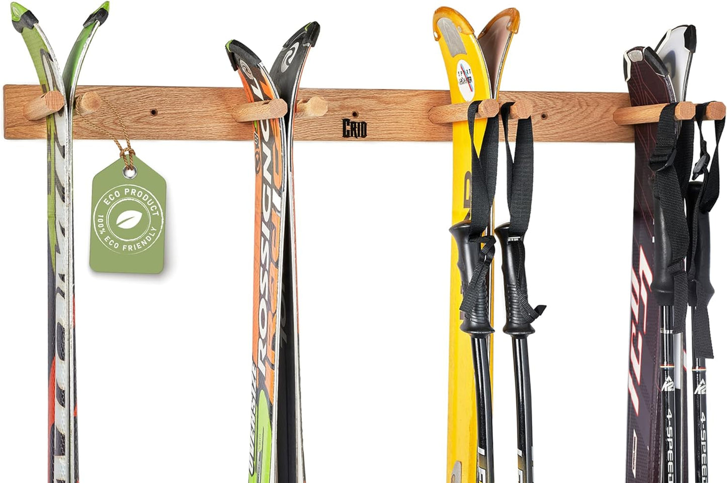 Skihalterung für 4 Paar Ski, Skihalterung für 4 Paar Ski aus Holz