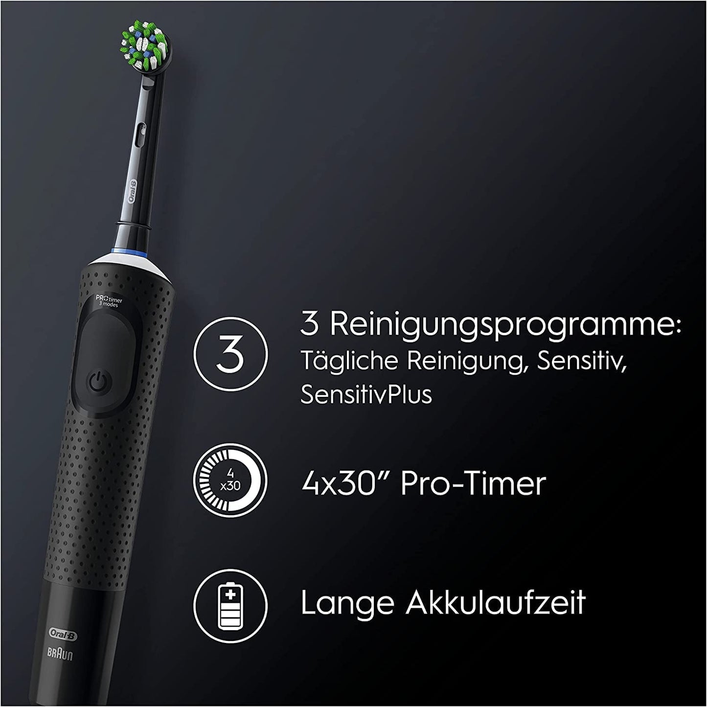 Oral-B Vitality Pro D103 Duo, Elektrische Zahnbürste, Black/Lilac Violet 2 Bürsten + 2 Köpfe