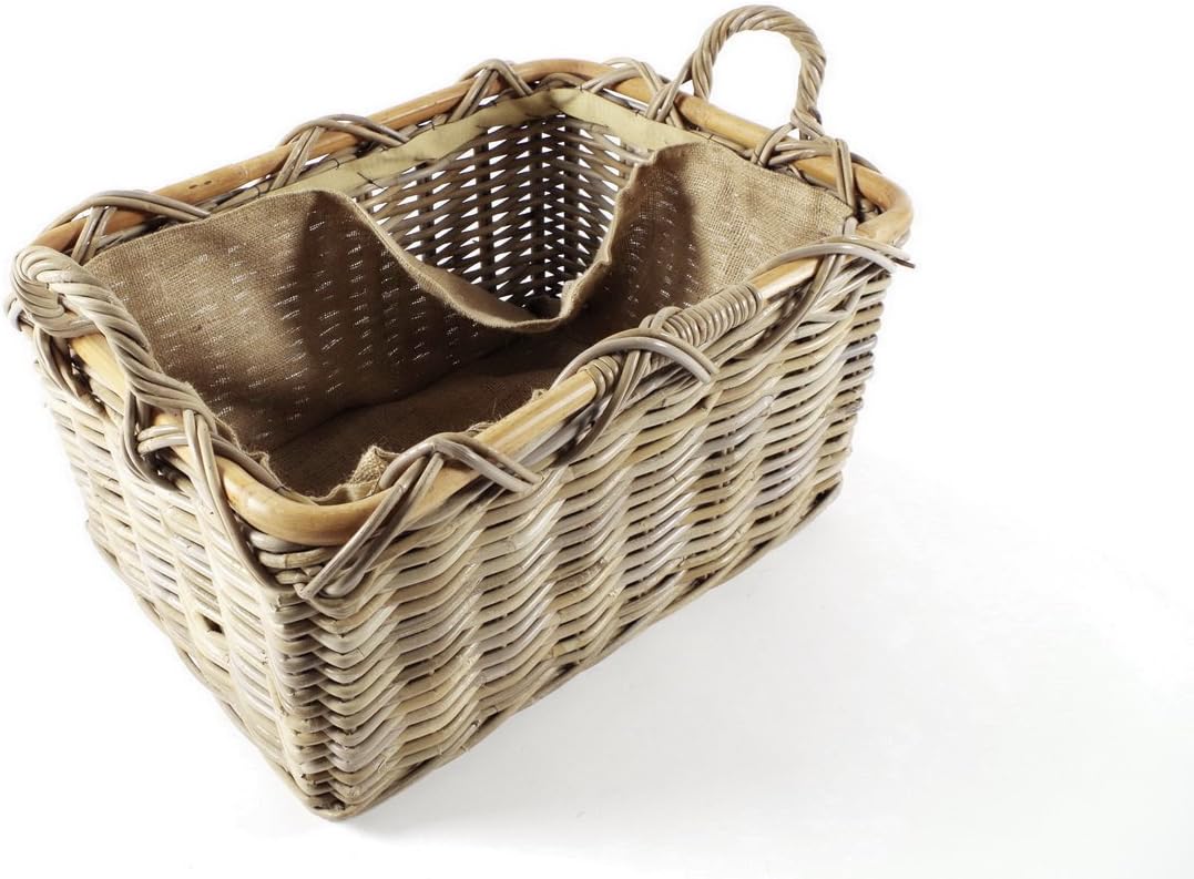 Kaminholzkorb, Kubu Grau Stoff Jute