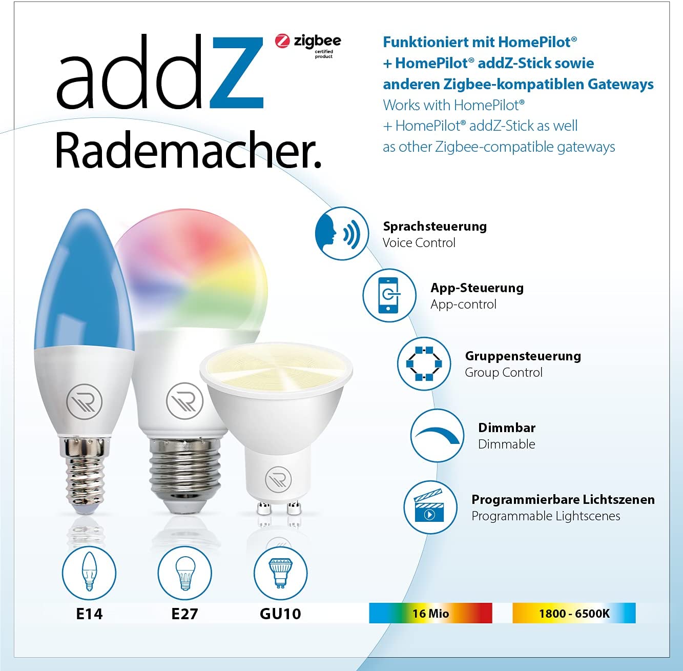 addZ White + Colour E14 LED, LED-Lampe, RADEMACHER E14 - Kerze