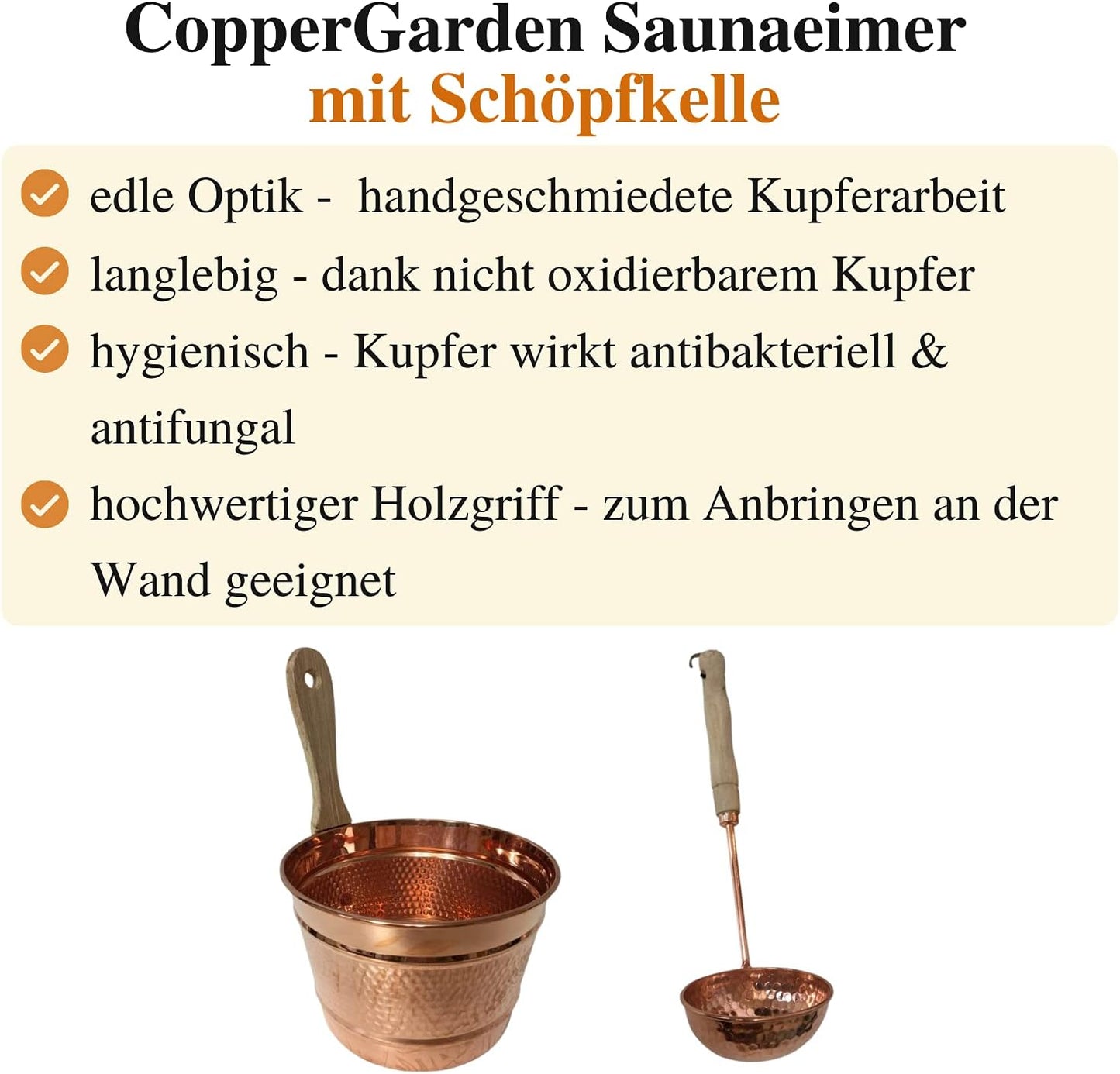 Saunakübel Set, Set Eimer & Kelle