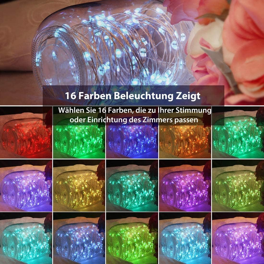 LED Lichterkette, 5M Batterie & USB