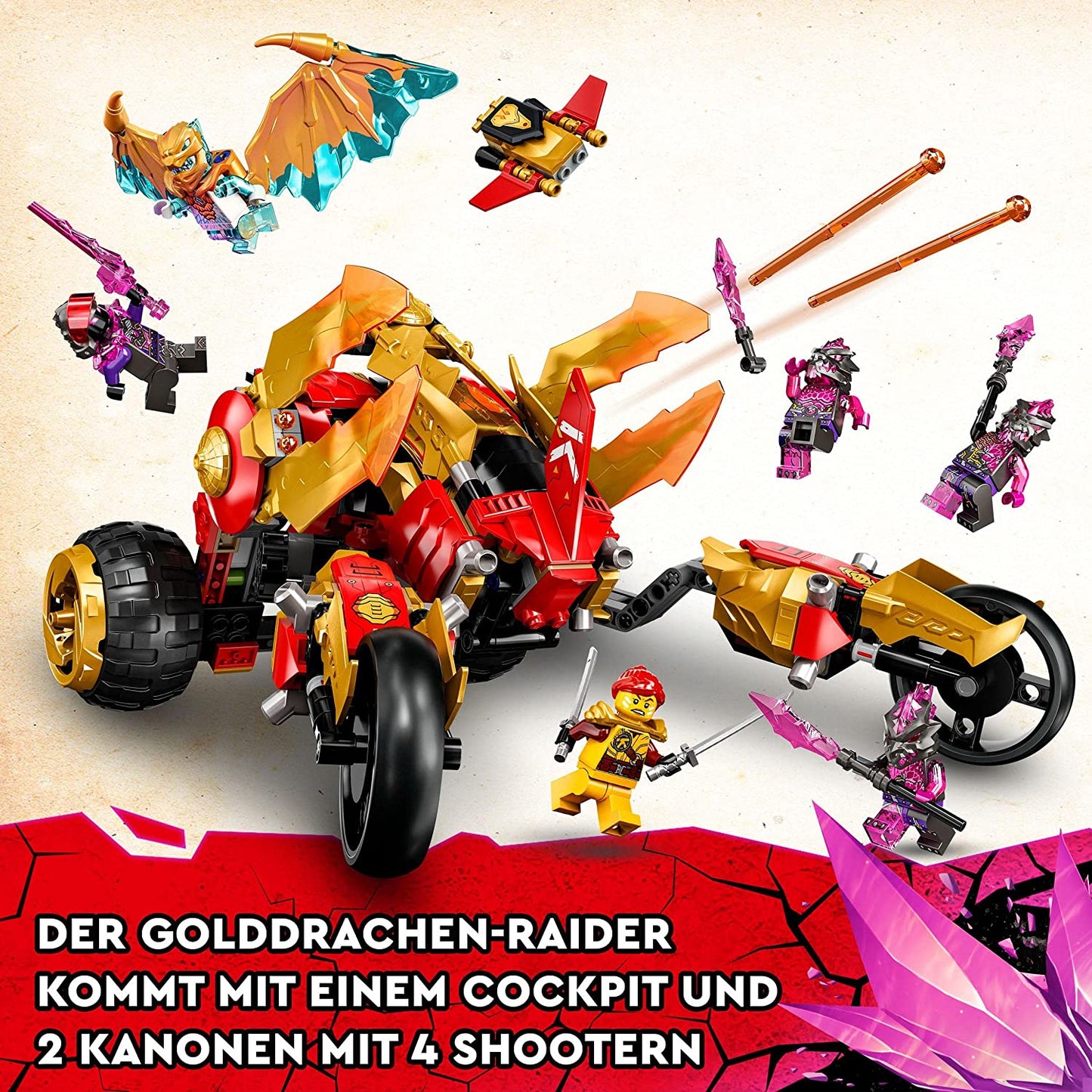 71773 Ninjago Kais Golddrachen-Raider, Konstruktionsspielzeug