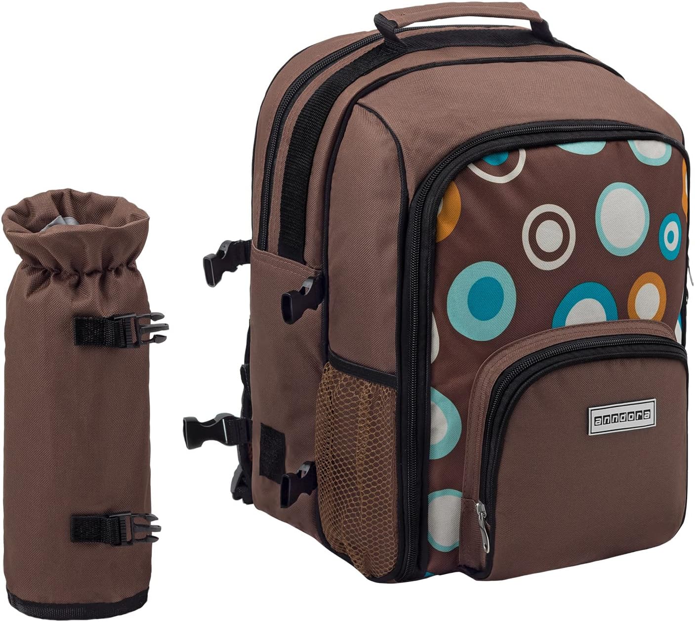 Picknickrucksack, Braun Bunte Kreise