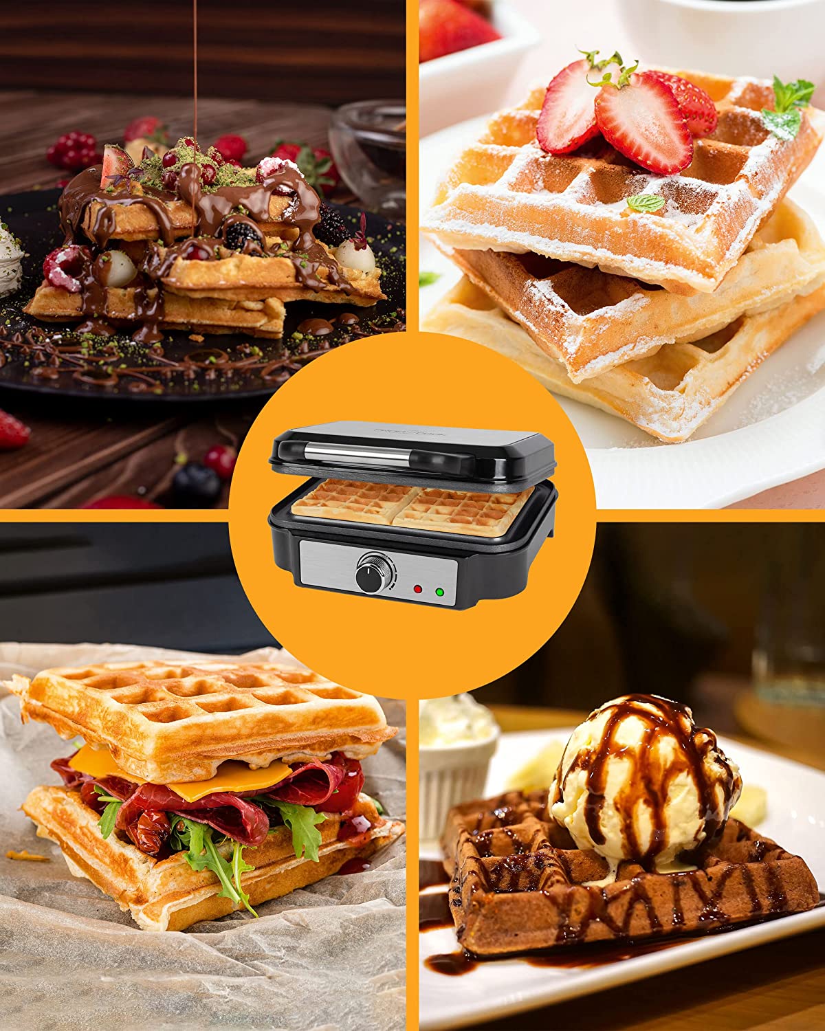 Waffelautomat PC-WA 1240, Waffeleisen, 2 Backflächen