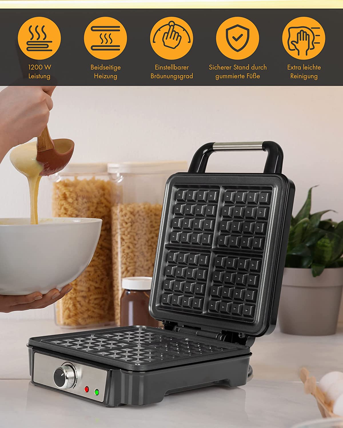 Waffelautomat PC-WA 1241, Waffeleisen, 4 Backflächen