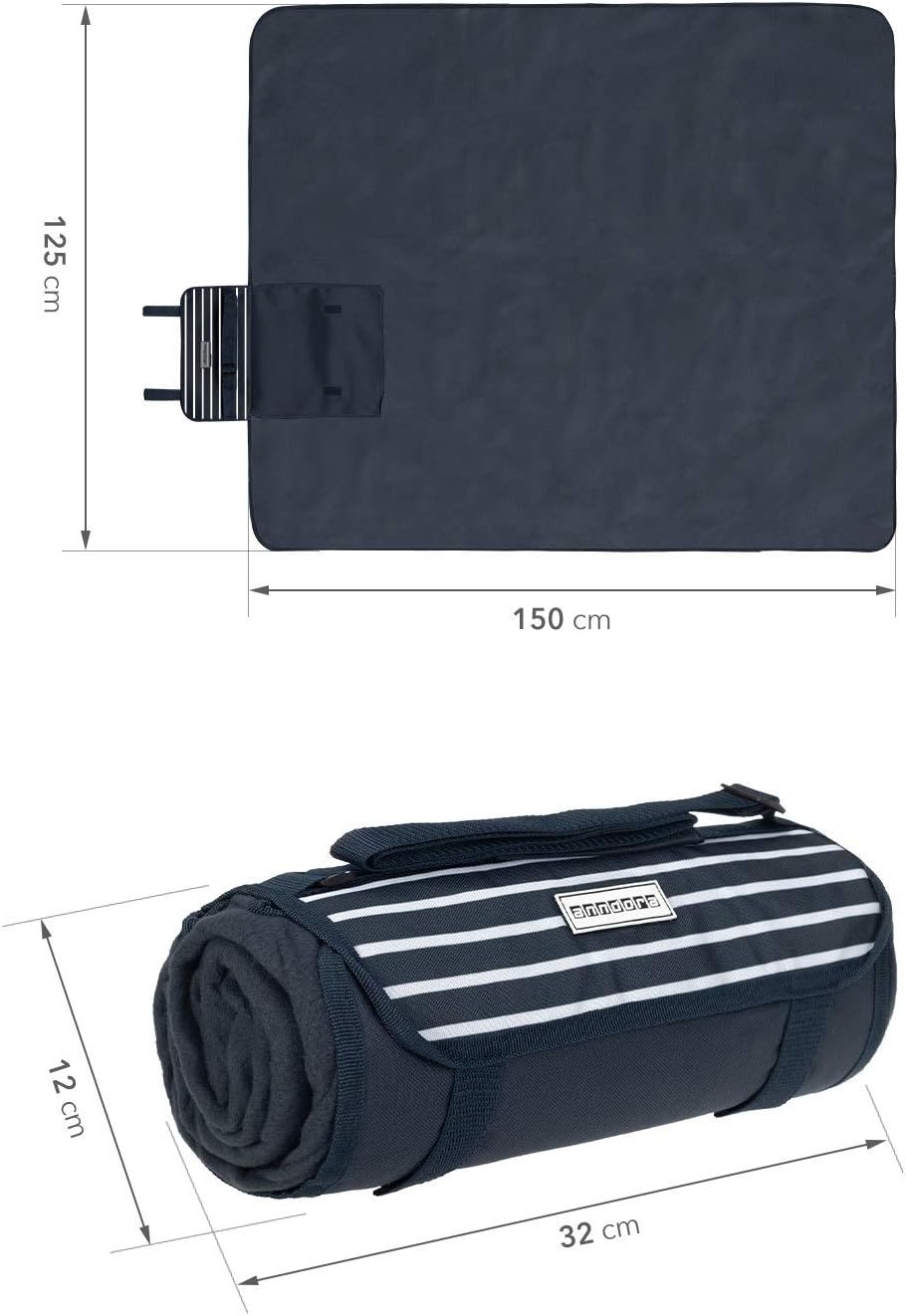 Picknickrucksack Set, Navy Blau Weiss Set