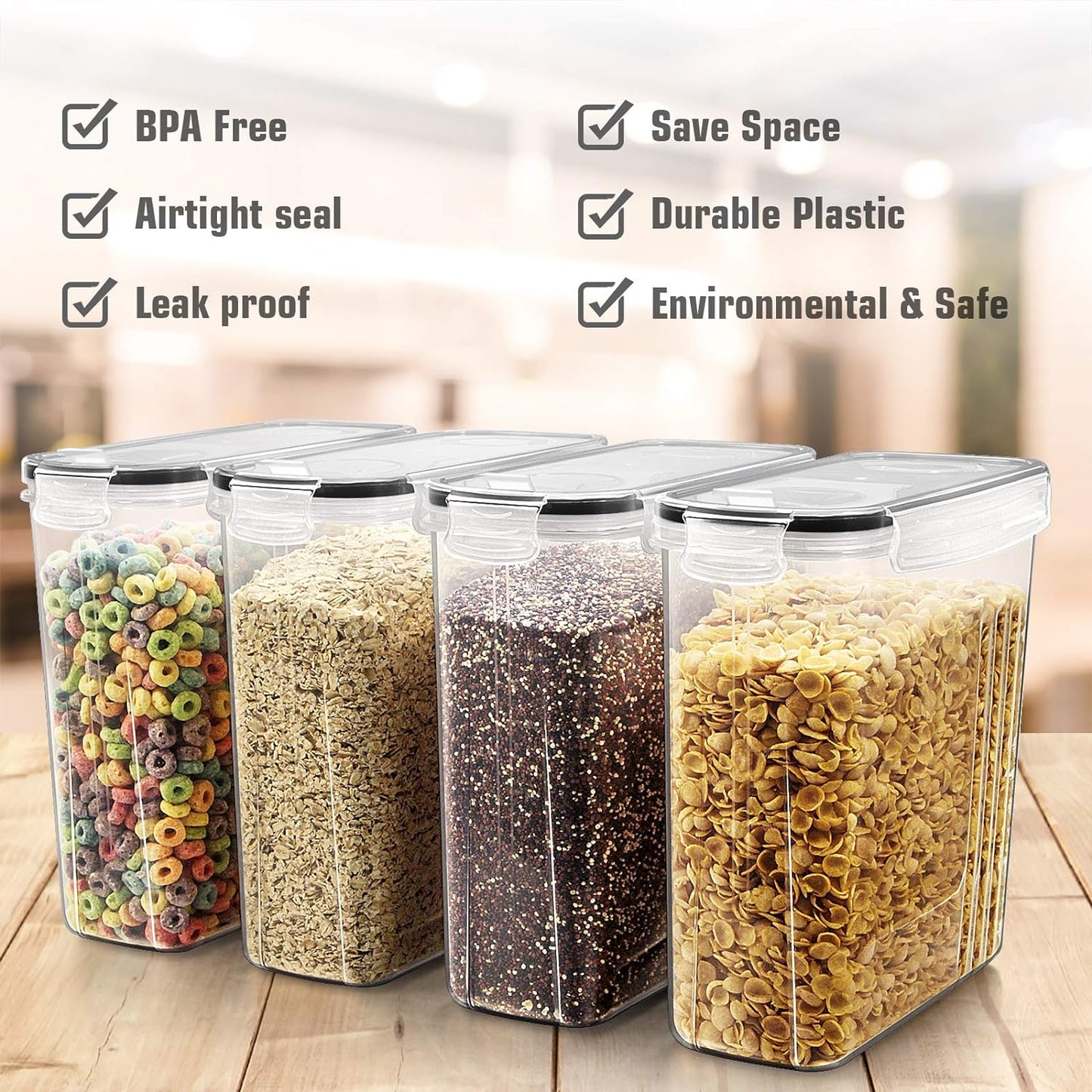 Müsli Behälter Set, Schwarz, Transparent