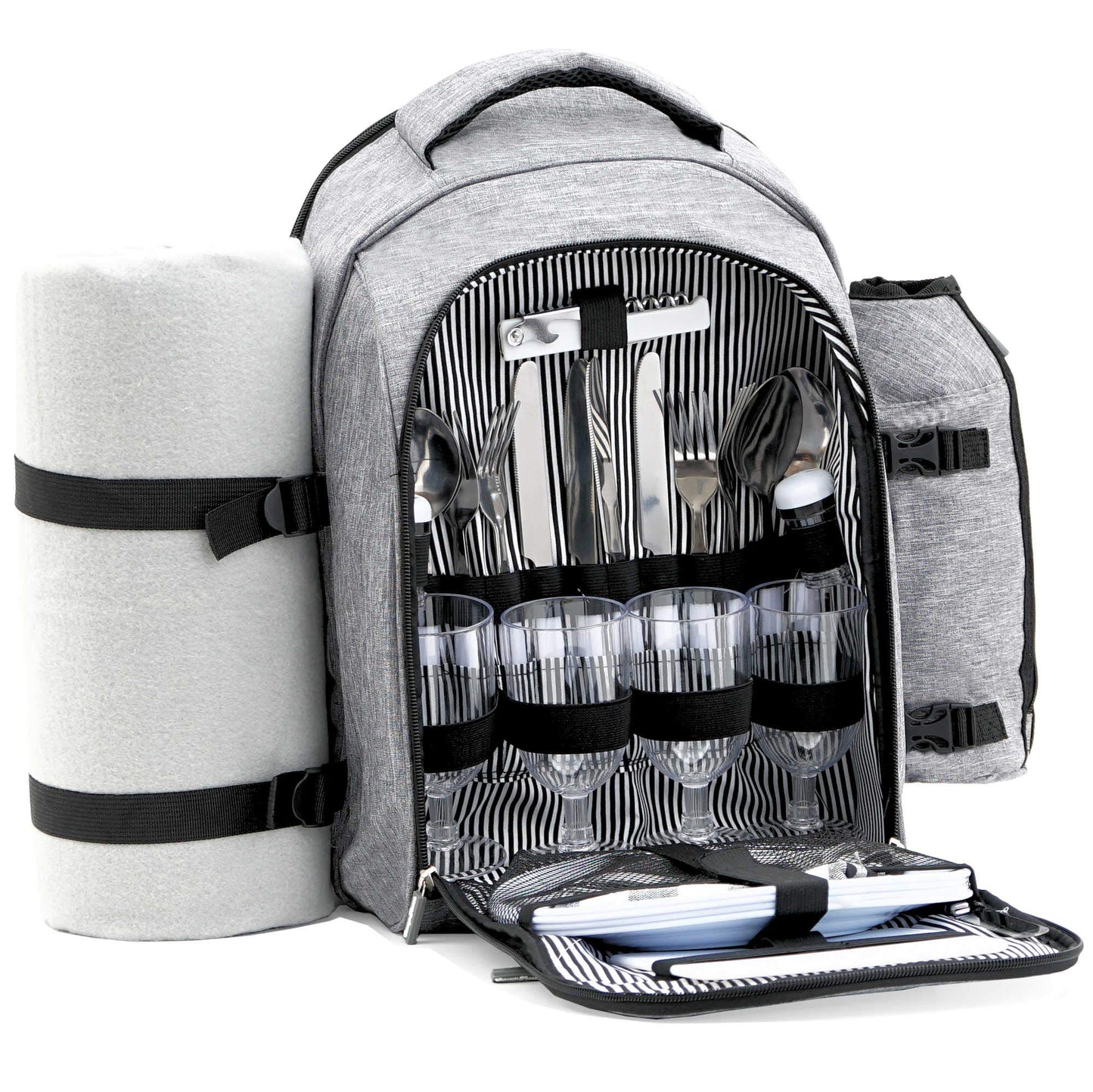 Picknickrucksack 32-teilig, Grau